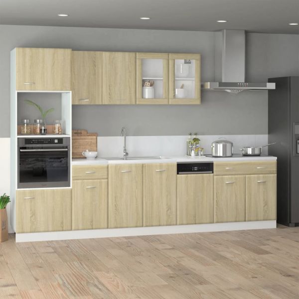 Комплект кухненски шкафове, 7 части, "Lyon", дъб сонома, инженерно дърво