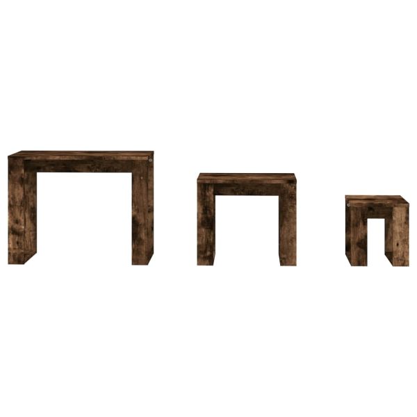 Стифиращи маси, 3 бр, опушен дъб, инженерно дърво