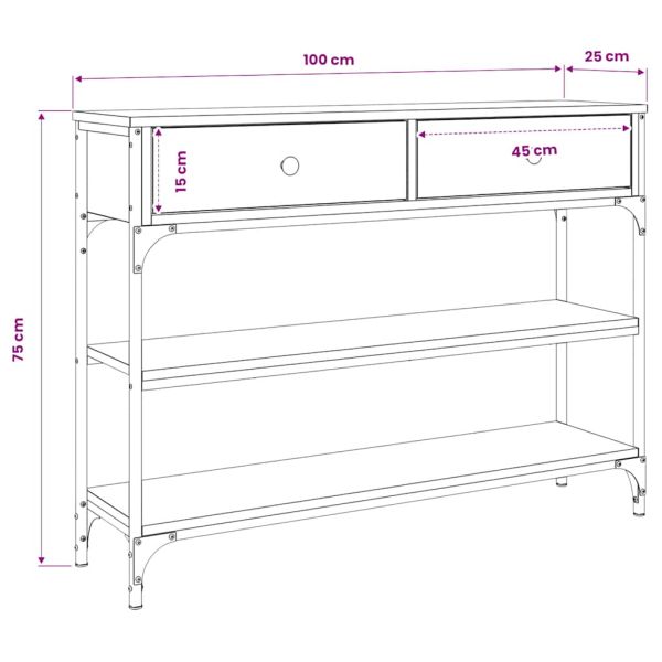 Конзолна маса, дъб сонома, 100x25x75 см, инженерно дърво
