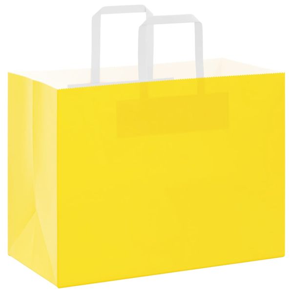 Хартиени торбички 250 бр с дръжки жълти 32x17x25 см