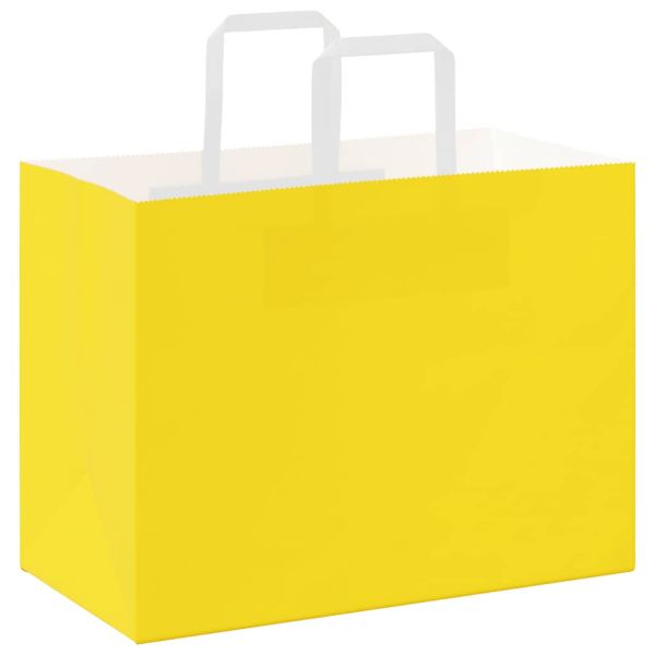 Хартиени торбички 250 бр с дръжки жълти 32x17x25 см
