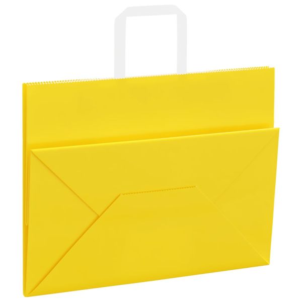 Хартиени торбички 250 бр с дръжки жълти 32x17x25 см