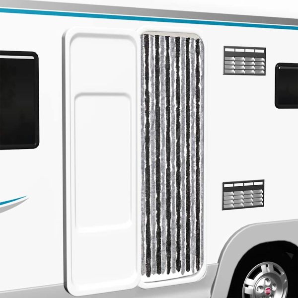 Ресни за врата против мухи, сиво и черно, 56x200 см, шенил