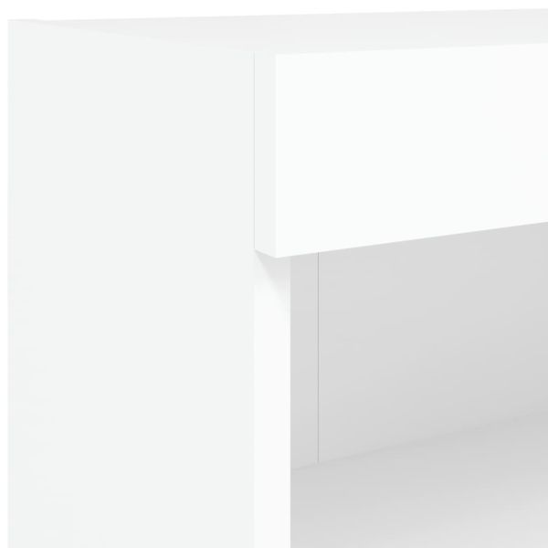 Комплект ТВ стенни шкафове, 6 части, с LED светлини, бели