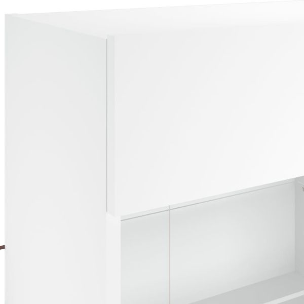 Комплект ТВ стенни шкафове, 6 части, с LED светлини, бели