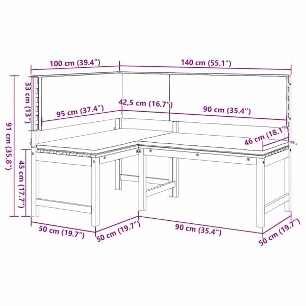 Градински стол с възглавница Кафяво 140 x 100 x 91 см