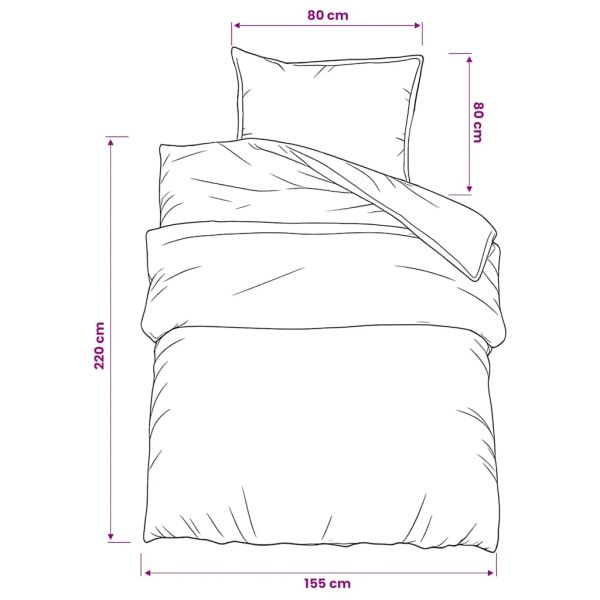 Комплект спално бельо, cиво, 155x220 см, памук