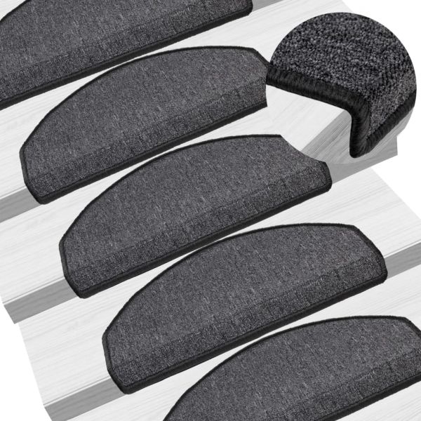 Изтривалки за стълби, 10 бр., 65x24x4 см, антрацит, полукръгли, големи