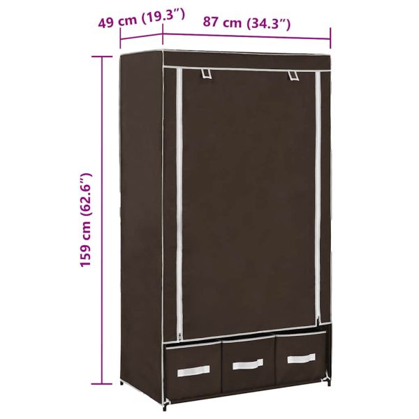 Гардероб, кафяв, 87x49x159 см, текстил