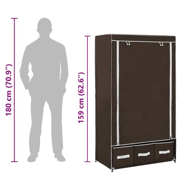 Гардероб, кафяв, 87x49x159 см, текстил