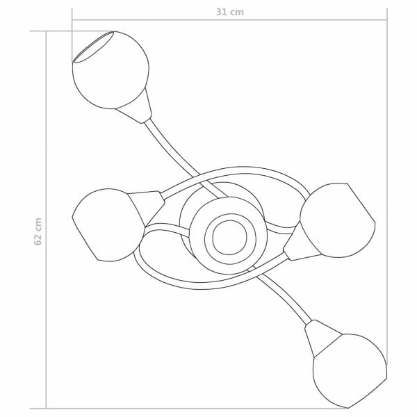 Полилей с керамични кръгли абажури, за 5 крушки Е14, бели