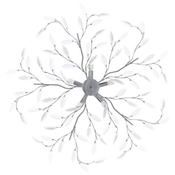 Лампа за таван с акрилни кристални листа за 5 крушки E14 бяла