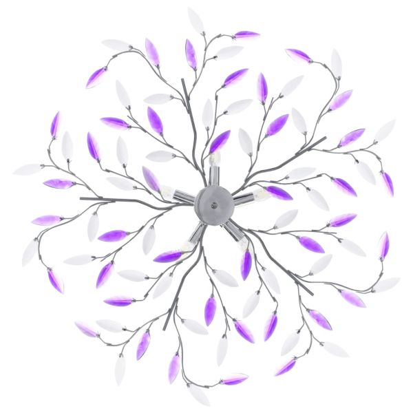 Лампа за таван с акрилни кристални листа за 5 крушки E14 лилава