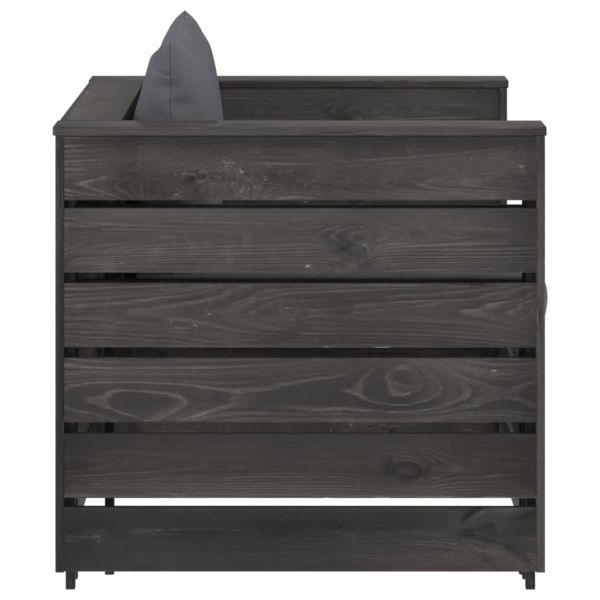 Градински лаундж комплект 2 части възглавници сива импрегнация