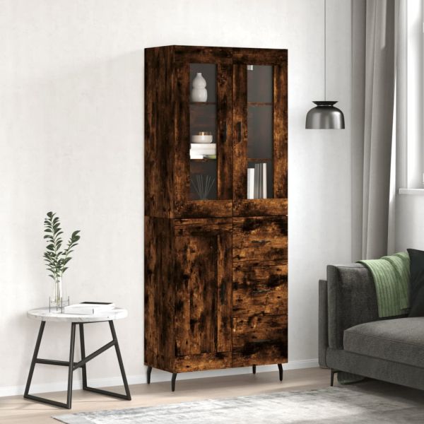 Висок шкаф, опушен дъб, 69,5x34x180 см, инженерно дърво