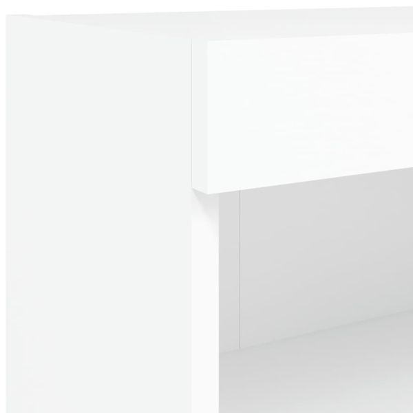 Комплект ТВ стенни шкафове, 7 части, с LED светлини, бели
