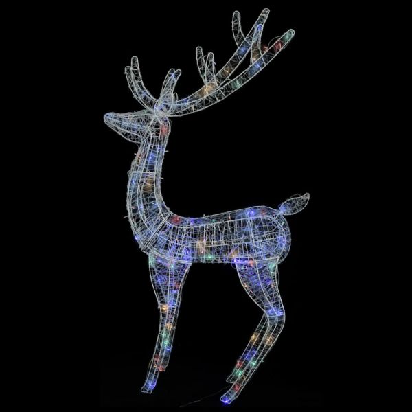 XXL Акрилни коледни елени, 250 LED, 180 см, цветен