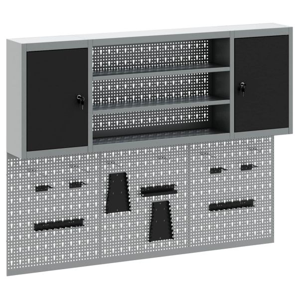 Комплект инструментален шкаф с рафт със съхранение 4 pcs Черно