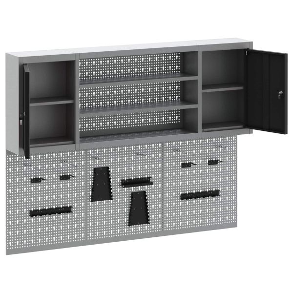 Комплект инструментален шкаф с рафт със съхранение 4 pcs Черно