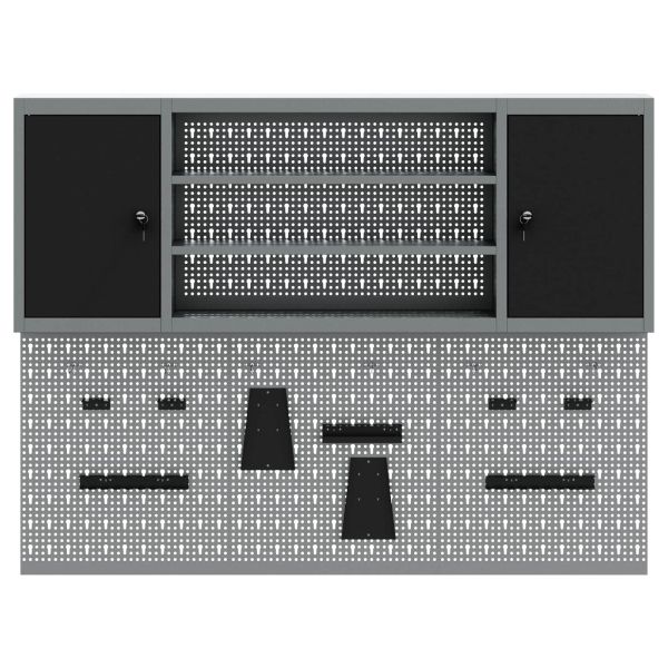 Комплект инструментален шкаф с рафт със съхранение 4 pcs Черно