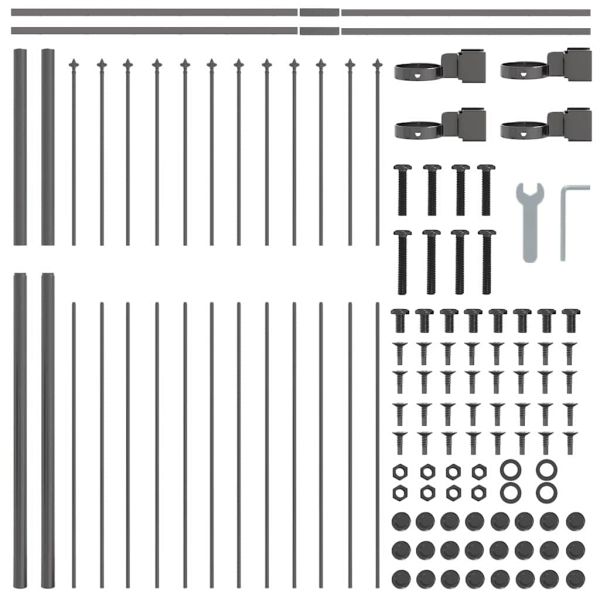 Градска ограда 7 pcs Сив 11,9 x 1,5 м Прахово боядисана стомана