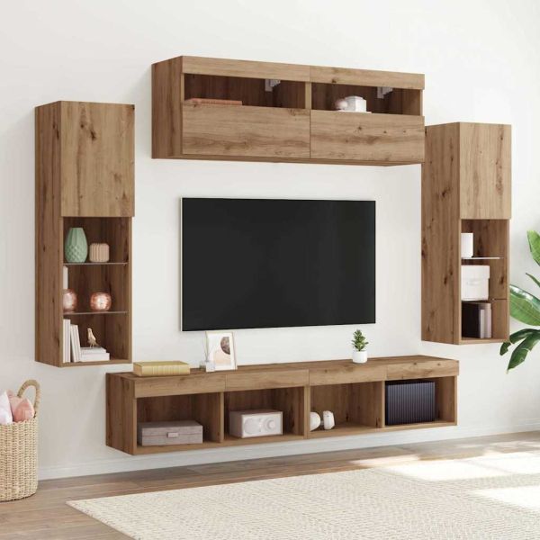 Комплект ТВ шкаф 6 pcs дъб артизан Инженерно дърво