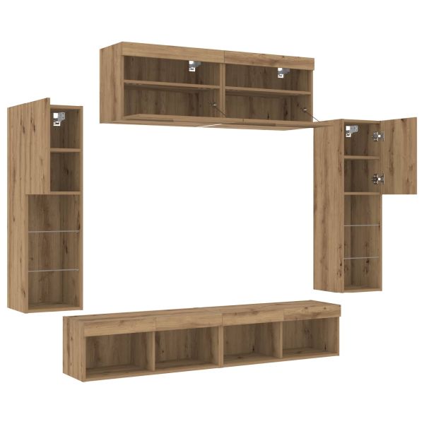 Комплект ТВ шкаф 6 pcs дъб артизан Инженерно дърво