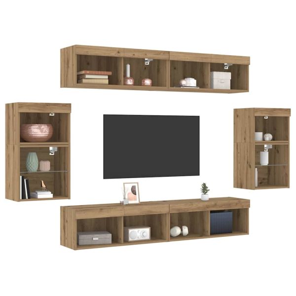 Комплект ТВ шкаф 8 pcs дъб артизан Инженерно дърво