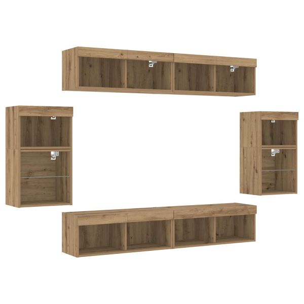 Комплект ТВ шкаф 8 pcs дъб артизан Инженерно дърво