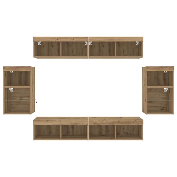 Комплект ТВ шкаф 8 pcs дъб артизан Инженерно дърво