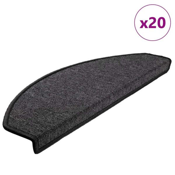 Изтривалки за стълби, 20 бр., 65x24x4 см, антрацит, полукръгли, големи
