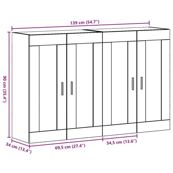 Стенни шкафове 2 pcs Старо дърво 69,5 x 34 x 90 см
