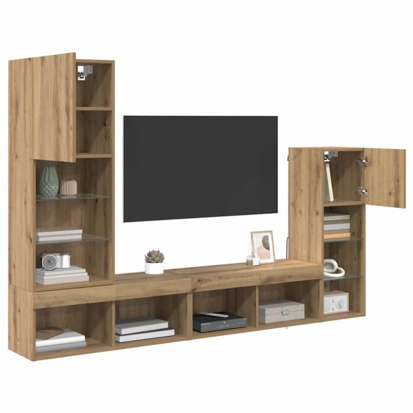 Стойки за телевизор 4 pcs Дъб Инженерно дърво