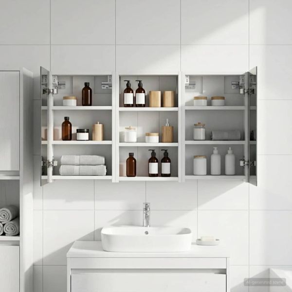 Комплект шкафове за баня с рафт с врата 3 pcs 90 x 10,5 x 50 см