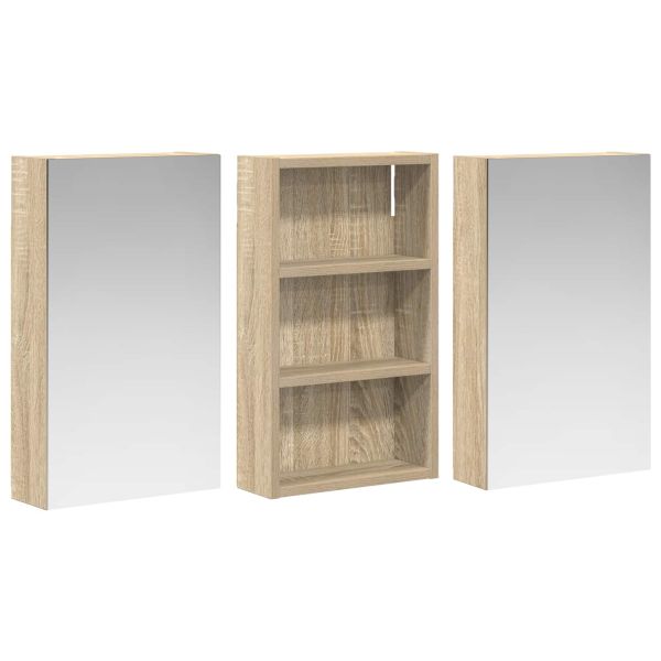 Комплект шкафове за баня с рафт с врата 3 pcs 90 x 10,5 x 50 см