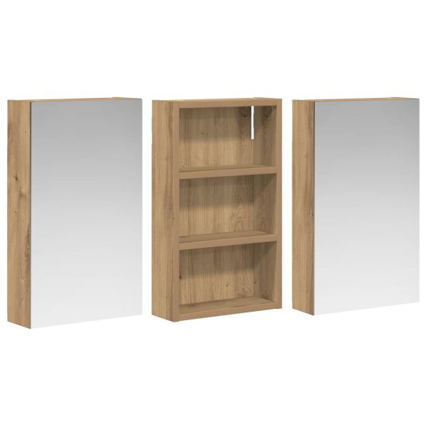 Комплект шкафове за баня с рафт с врата 3 pcs 90 x 10,5 x 50 см