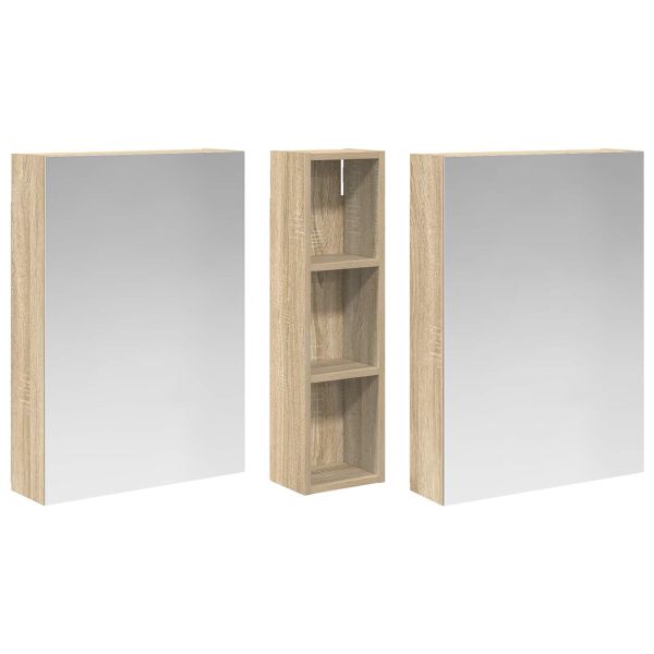 Комплект шкафове за баня с рафт 3 pcs 120 x 14,5 x 70 см