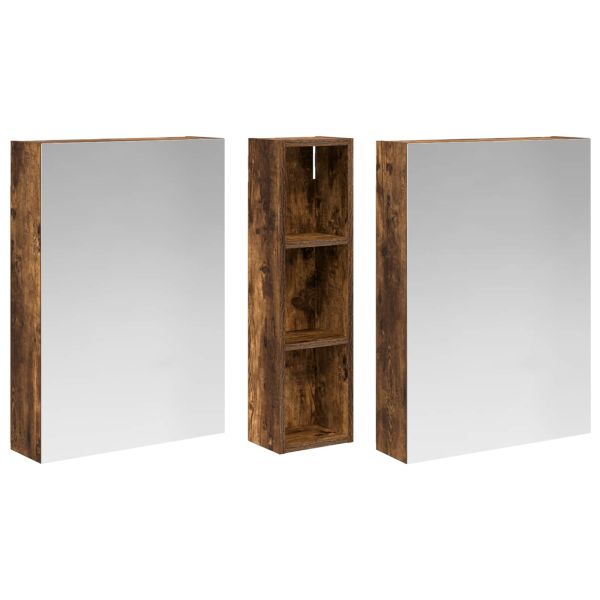 Комплект шкафове за баня с рафт 3 pcs 120 x 14,5 x 70 см