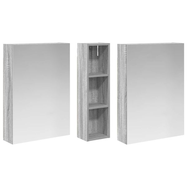 Комплект шкафове за баня с рафт 3 pcs 120 x 14,5 x 70 см