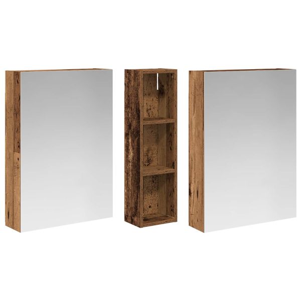 Комплект шкафове за баня с рафт 3 pcs 120 x 14,5 x 70 см