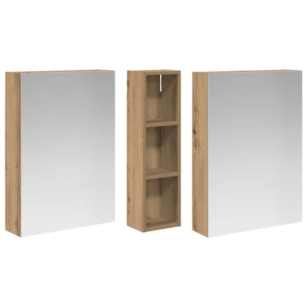 Комплект шкафове за баня с рафт 3 pcs 120 x 14,5 x 70 см