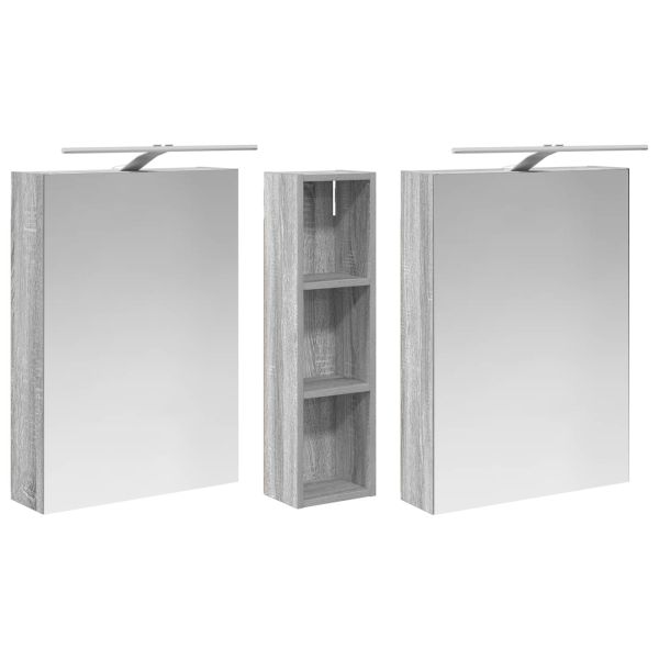 Комплект шкафове за баня с рафт 3 pcs 120 x 14,5 x 70 см