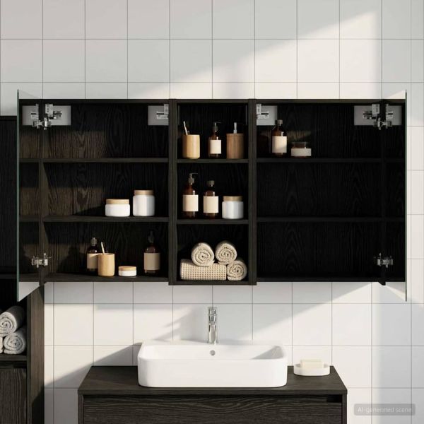 Комплект шкафове за баня с рафт 3 pcs 130 x 14,5 x 70 см