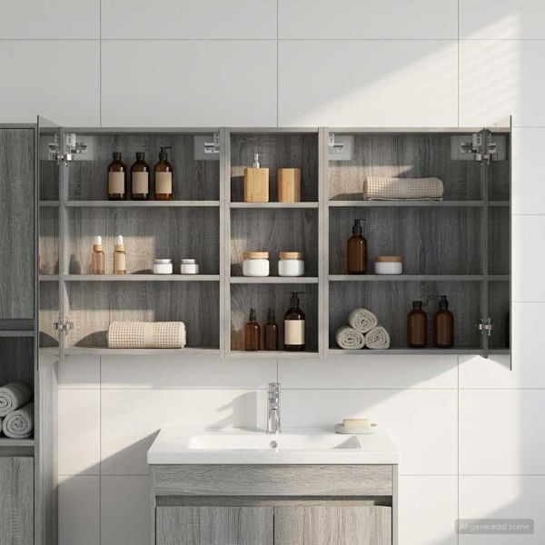 Комплект шкафове за баня с рафт 3 pcs 130 x 14,5 x 70 см