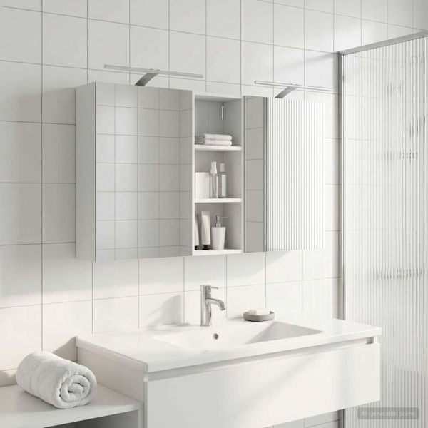 Комплект шкафове за баня с рафт 3 pcs 130 x 14,5 x 70 см