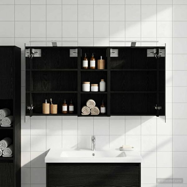 Комплект шкафове за баня с рафт 3 pcs 130 x 14,5 x 70 см