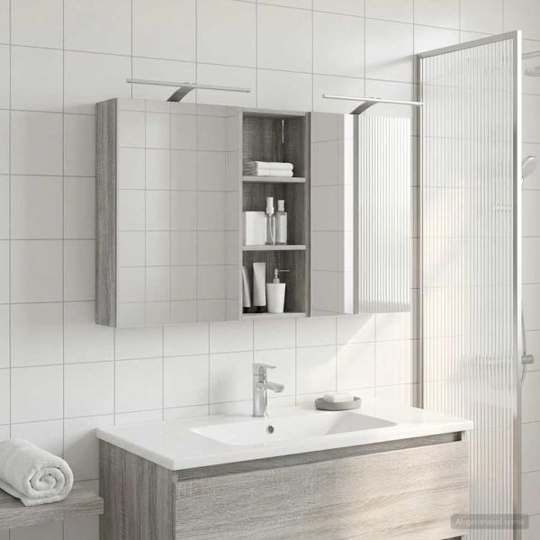 Комплект шкафове за баня с рафт 3 pcs 130 x 14,5 x 70 см