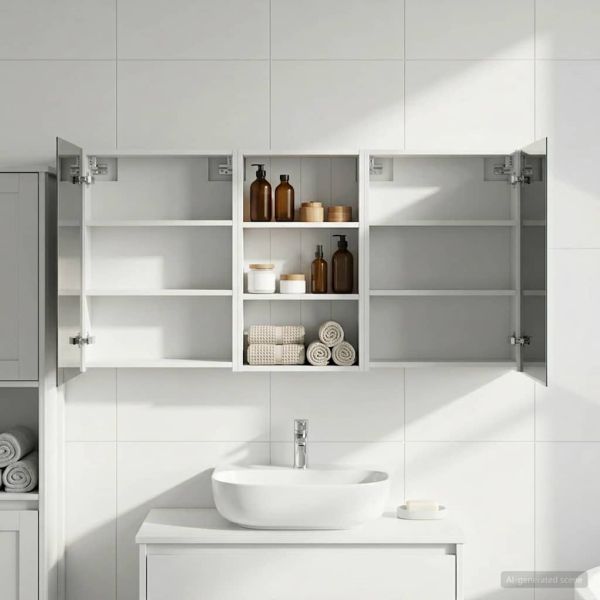 Комплект шкафове за баня с рафт 3 pcs 140 x 14,5 x 70 см