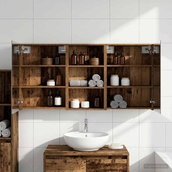 Комплект шкафове за баня с рафт 3 pcs 140 x 14,5 x 70 см