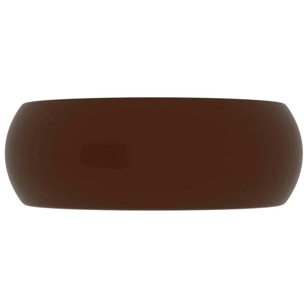 Луксозна кръгла мивка, матово тъмнокафява, 40x15 см, керамика